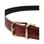Dolce & Gabbana Maroon Leather Gold Metal Buckle Men Belt BEL9104-90