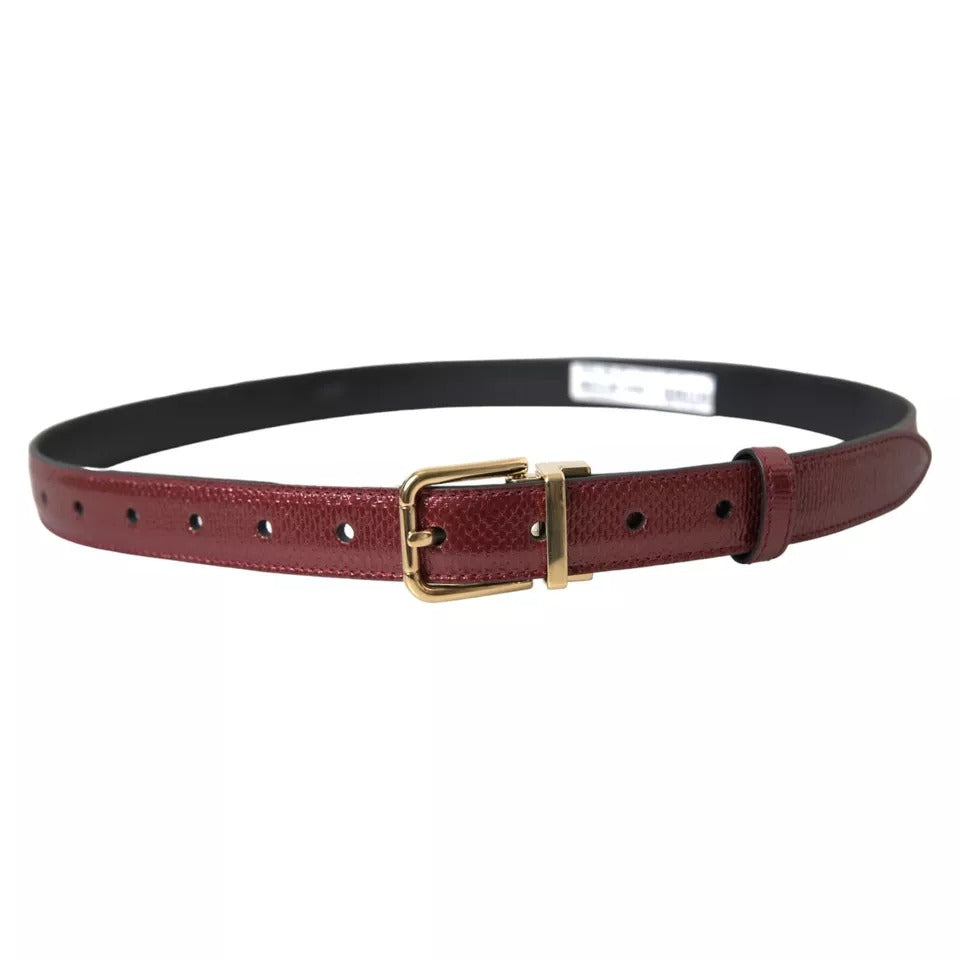 Dolce & Gabbana Maroon Leather Gold Metal Buckle Men Belt BEL9104-90