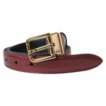 Dolce & Gabbana Maroon Leather Gold Metal Buckle Men Belt BEL9104-90