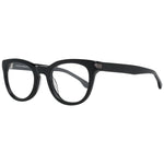 Lozza Black Women Glasses Frame, round full-rim black plastic eyewear for women, size 47-21-135, includes branded case.
