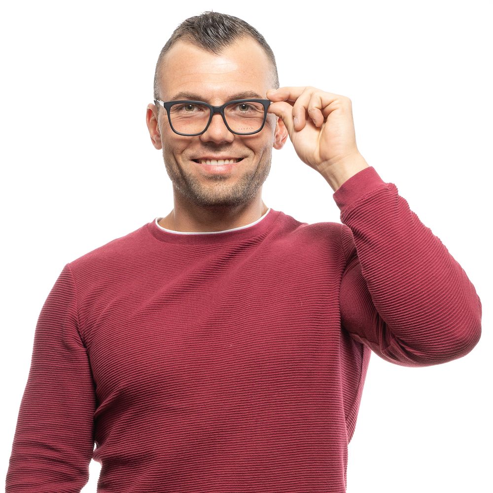 Man wearing Sandro Black Plastic Glasses (Frames) with a smile on his face.