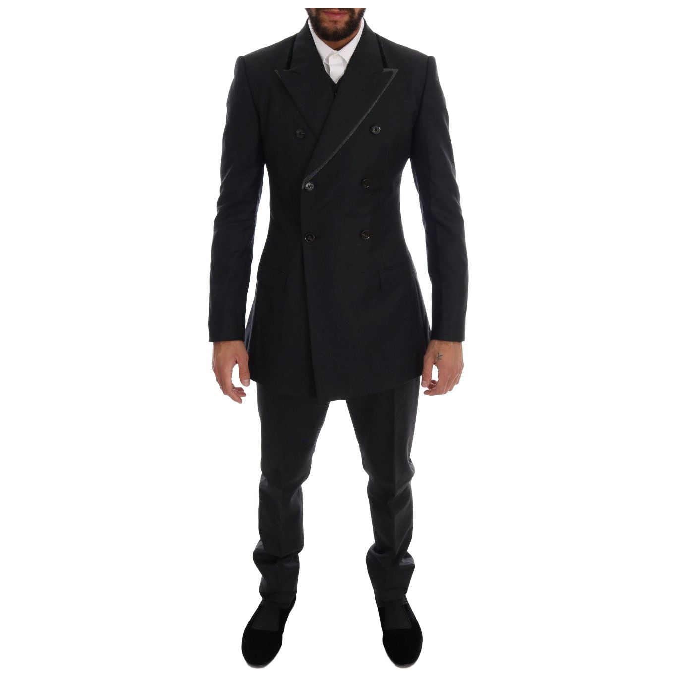 Dolce & Gabbana Gray Wool Double Breasted 3 Piece Suit KOS1110-7