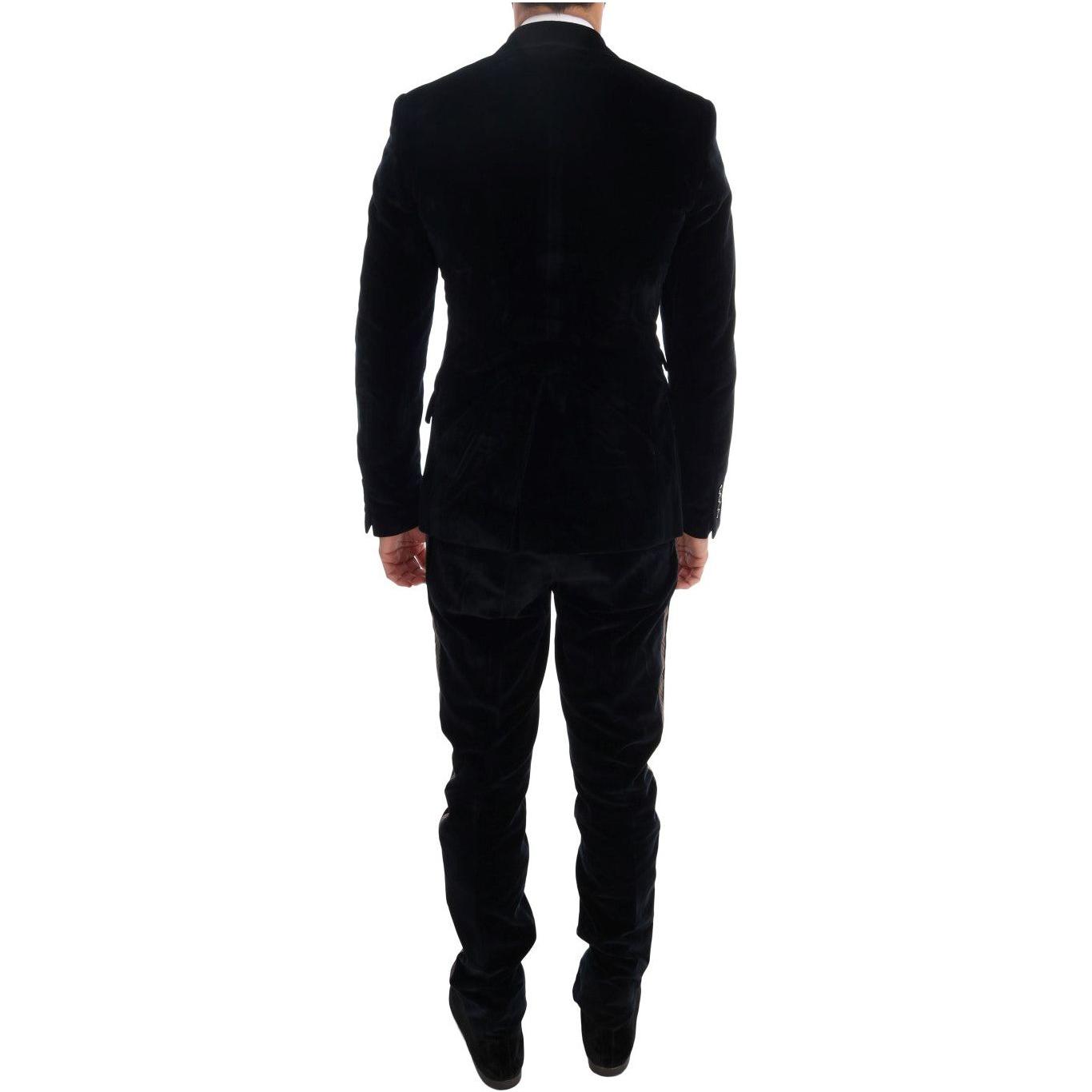 Dolce & Gabbana Blue Velvet Two Button Slim 3 Piece Suit KOS1131-4