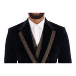 Dolce & Gabbana Blue Velvet Two Button Slim 3 Piece Suit KOS1131-4