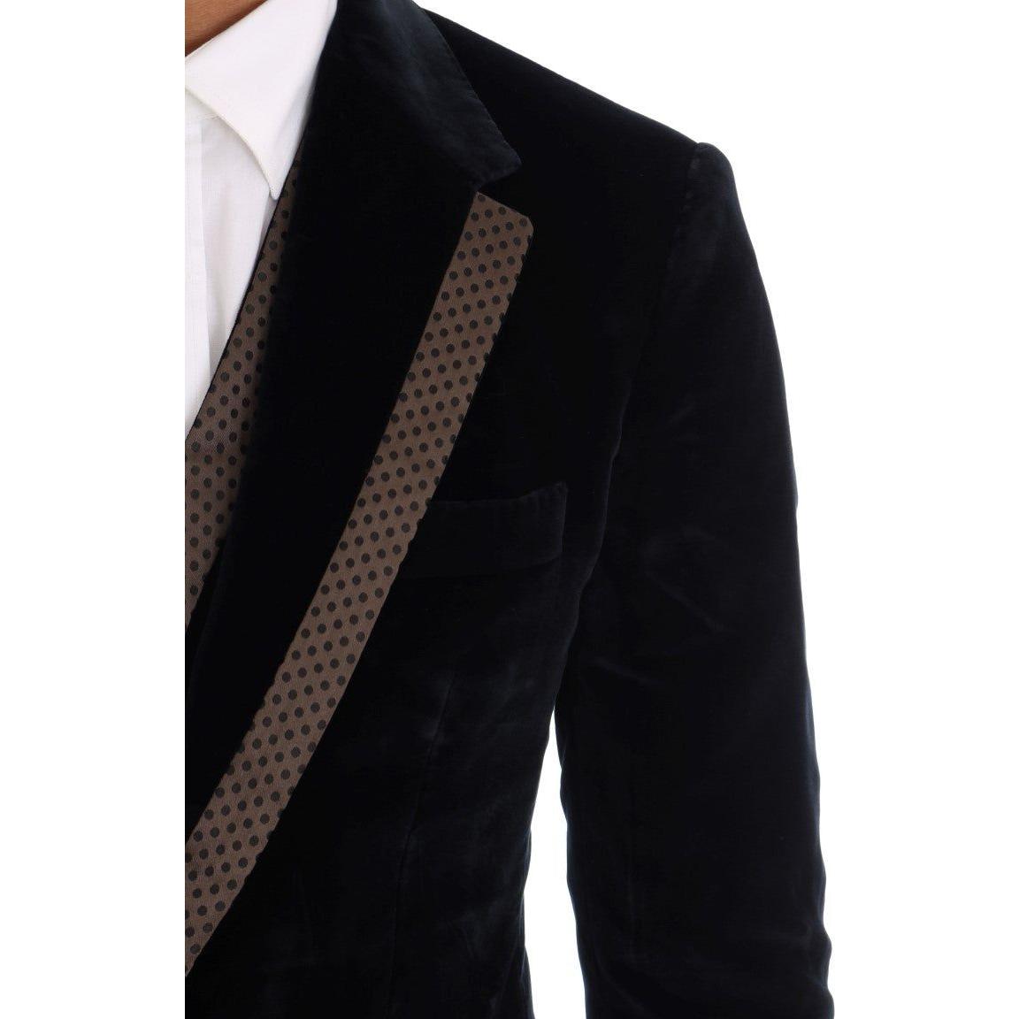 Dolce & Gabbana Blue Velvet Two Button Slim 3 Piece Suit KOS1131-4