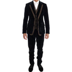 Dolce & Gabbana Blue Velvet Two Button Slim 3 Piece Suit KOS1131-4