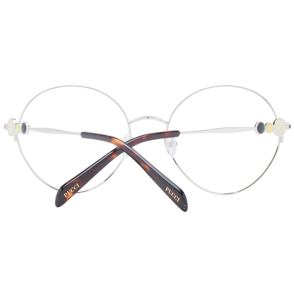 Emilio Pucci Black Women Glasses Frame, metal round full-rim, 55mm width, black demo lenses, includes branded case.