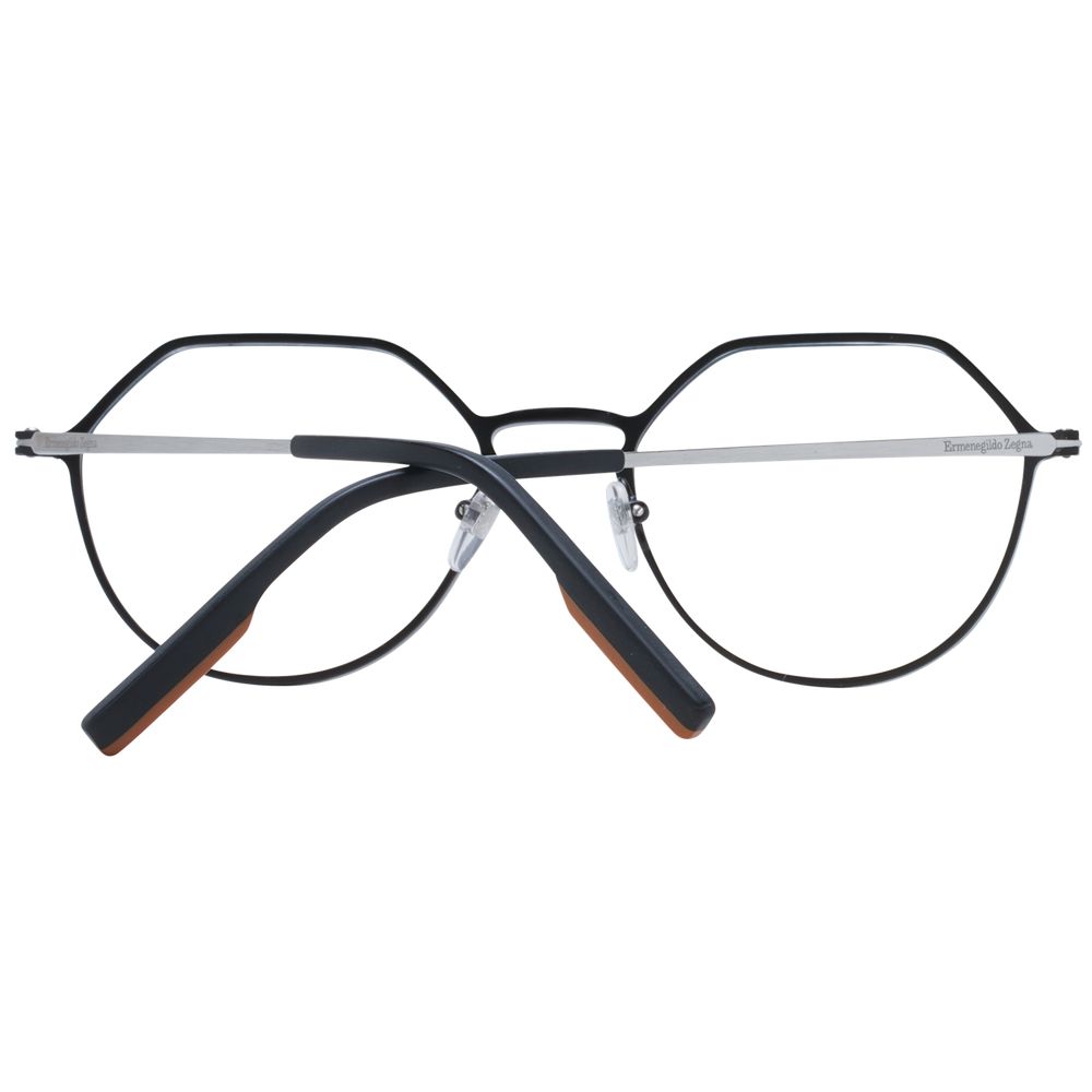 Ermenegildo Zegna Black Men Glasses Frame, titanium full-rim, size 53-19-150, with demo lenses and rectangle style.