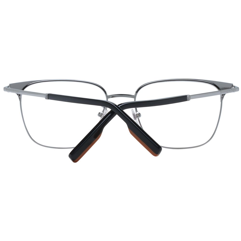 Ermenegildo Zegna Black Men Glasses Frame, full-rim metal square design, 54-17-145 size, includes branded case.