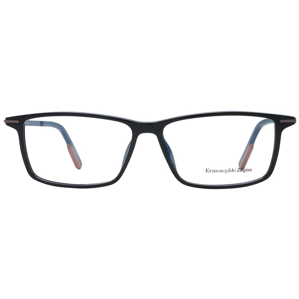 Ermenegildo Zegna Black Men Glasses Frame, full-rim, plastic, rectangle style, with branded case, size 58-14-145.