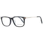 Ermenegildo Zegna Black Men Glasses Frame, full-rim black plastic design with 56-16-145 dimensions, includes branded case.