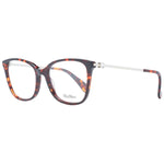 Max Mara Brown Women Glasses Frame, plastic full-rim square style with demo lenses, 54-17-140 size, includes branded case.