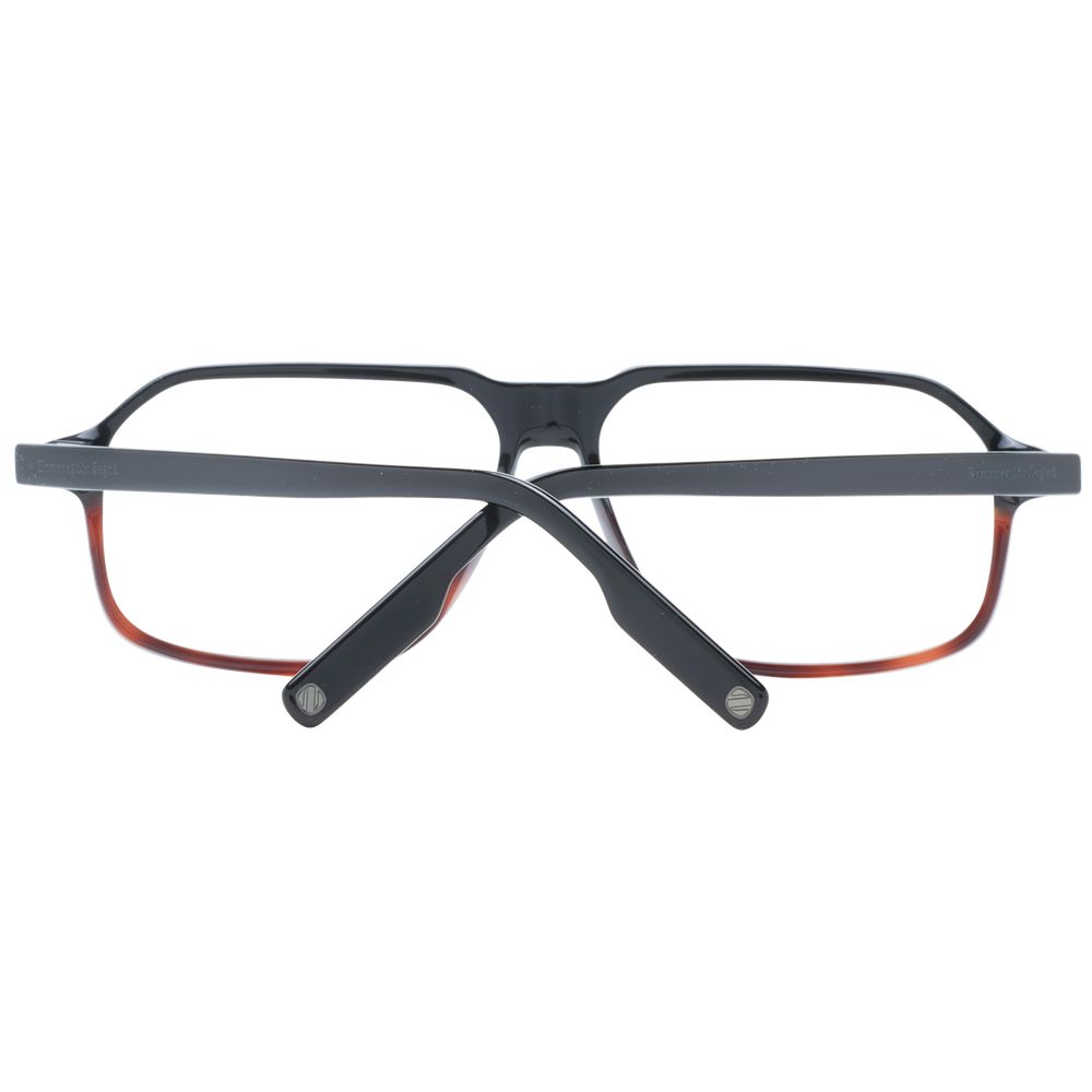 Ermenegildo Zegna Black Men Glasses Frame, full-rim plastic design, aviator style, includes branded case