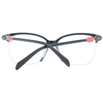 Emilio Pucci Black Women Glasses Frame in square full-rim style with plastic demo lenses, includes branded case.