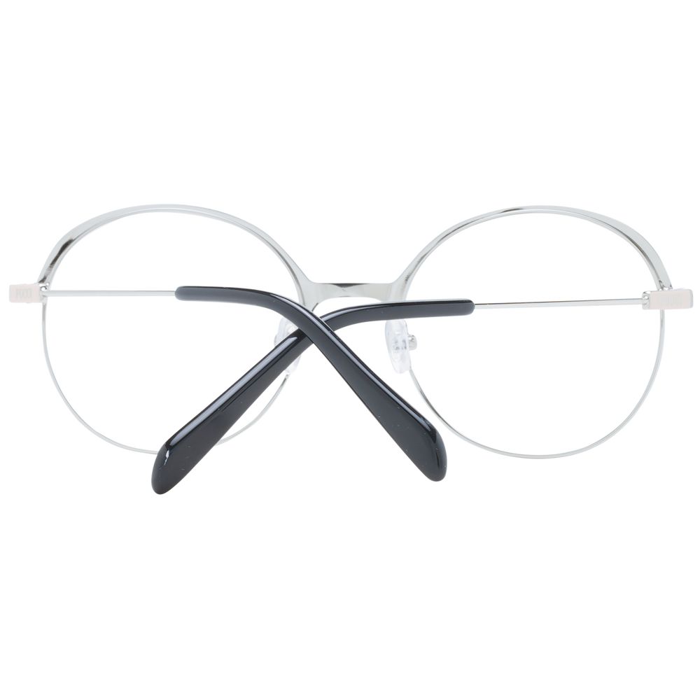 Emilio Pucci Black Women Glasses Frame in metal full-rim round style with demo lenses.