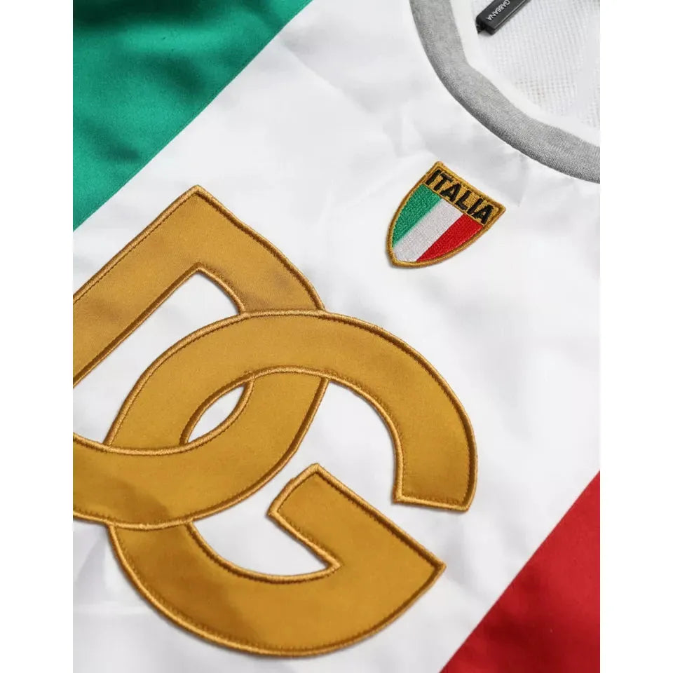 Dolce & Gabbana White Green Sleeveless Top Italian Flag Basket T-shirt TSH85070-XS