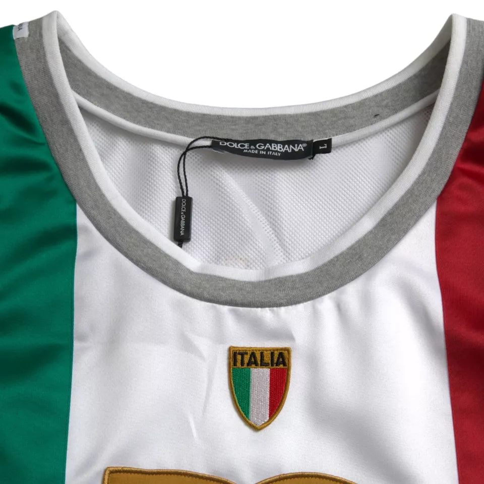 Dolce & Gabbana White Green Sleeveless Top Italian Flag Basket T-shirt TSH85070-XS