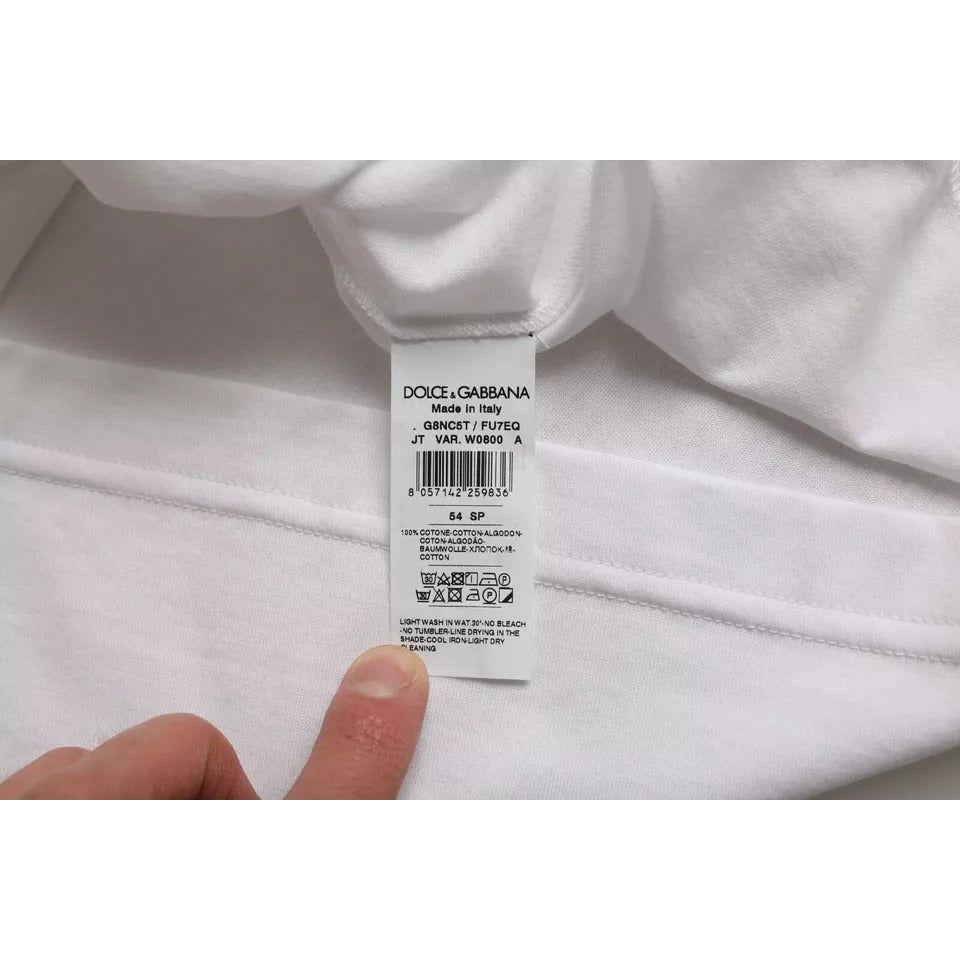 Dolce & Gabbana White Cotton Round Neck Short Sleeve T-shirt