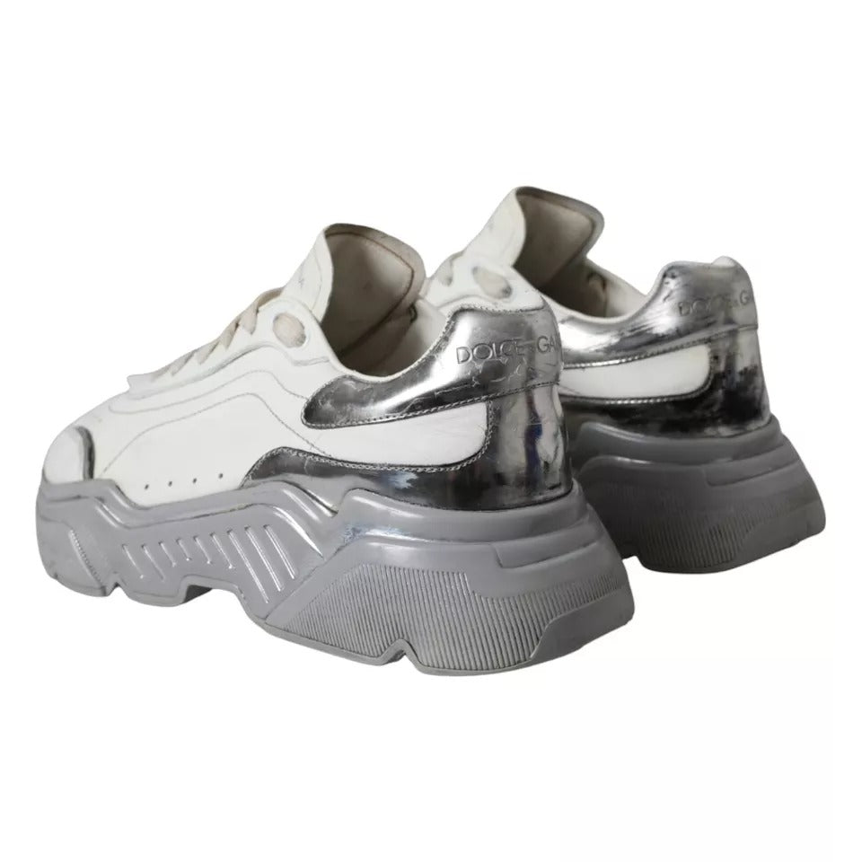 Dolce & Gabbana White Silver Daymaster Low Top Sneakers Shoes MV6061-42