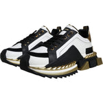 Dolce & Gabbana White Gold Black Leather SUPER KING Sneakers Shoes MV5275-41