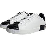 Dolce & Gabbana Black Leather Logo Portofino Sneaker Shoes MV5382-39