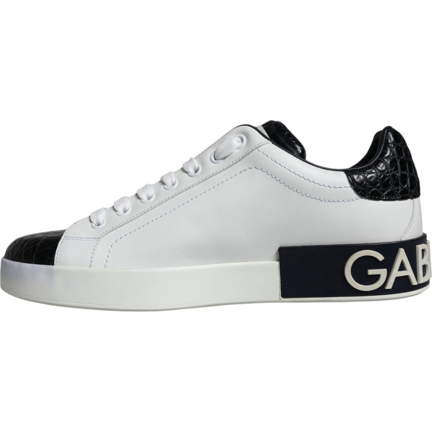 Dolce & Gabbana Black Leather Logo Portofino Sneaker Shoes MV5382-39