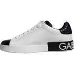 Dolce & Gabbana Black Leather Logo Portofino Sneaker Shoes MV5382-39