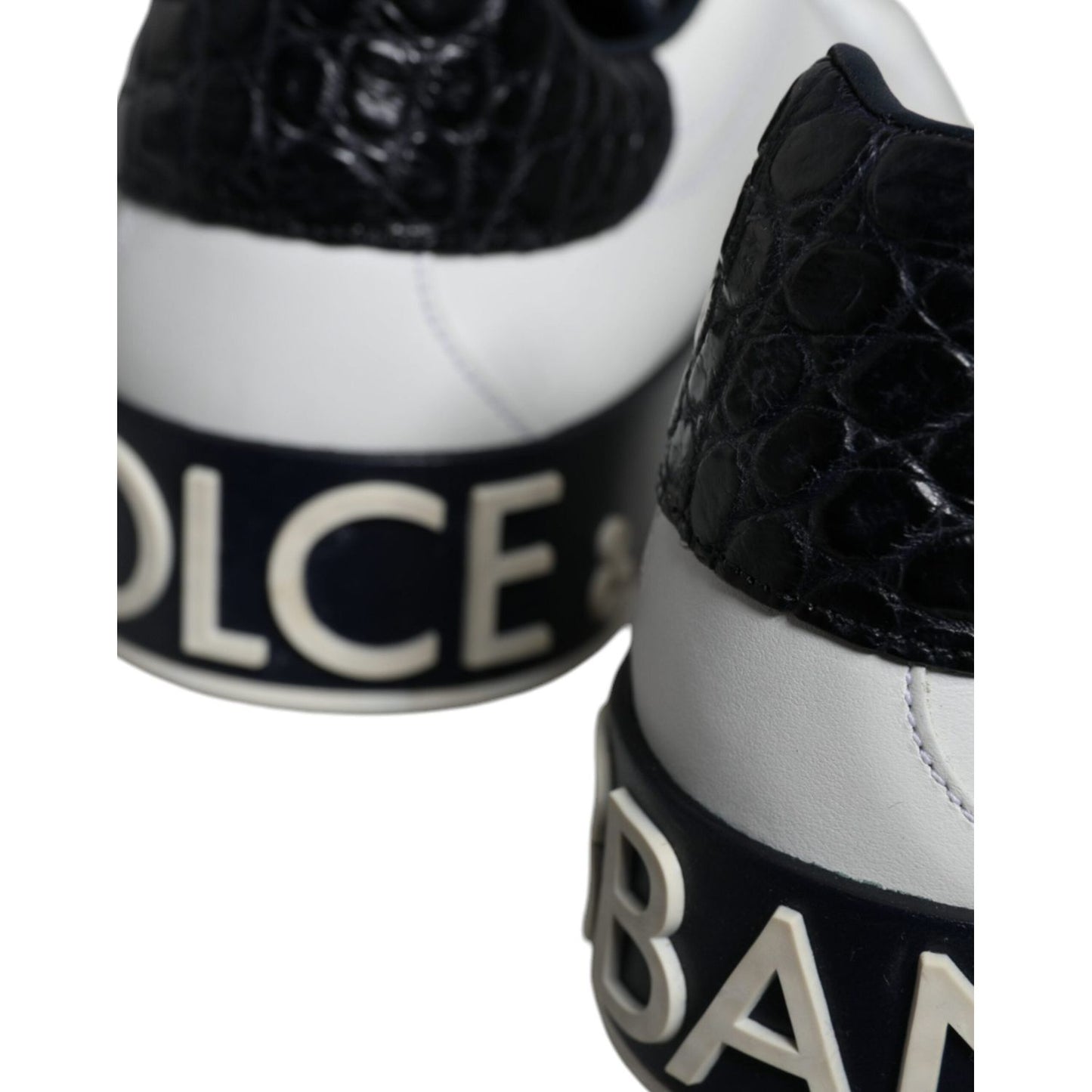 Dolce & Gabbana Black Leather Logo Portofino Sneaker Shoes MV5382-39