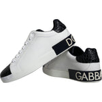 Dolce & Gabbana Black Leather Logo Portofino Sneaker Shoes MV5382-39