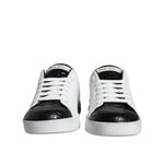Dolce & Gabbana Black Leather Logo Portofino Sneaker Shoes