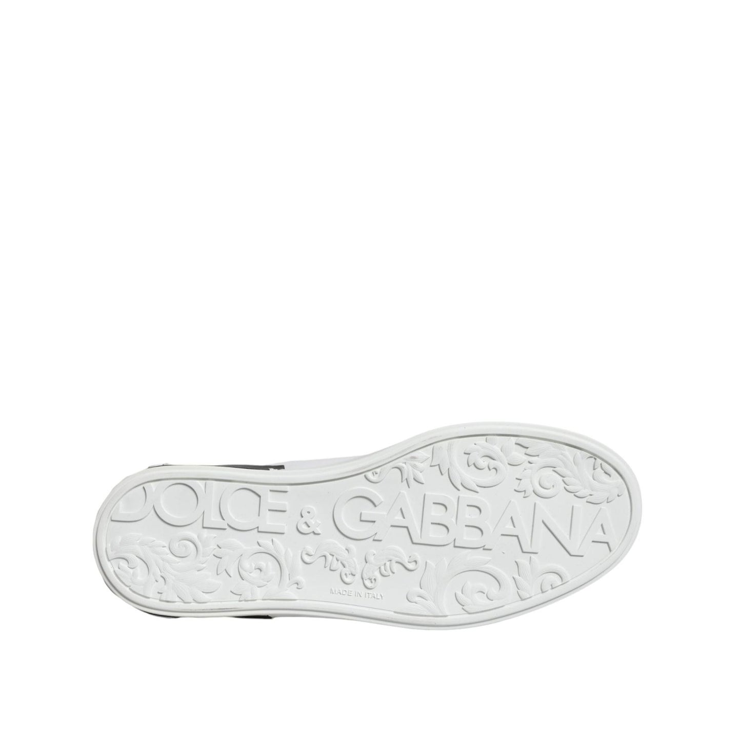 Dolce & Gabbana Black Leather Logo Portofino Sneaker Shoes