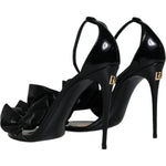 Dolce & Gabbana Black Leather Ankle Strap Heel Sandals Shoes LA11731-40