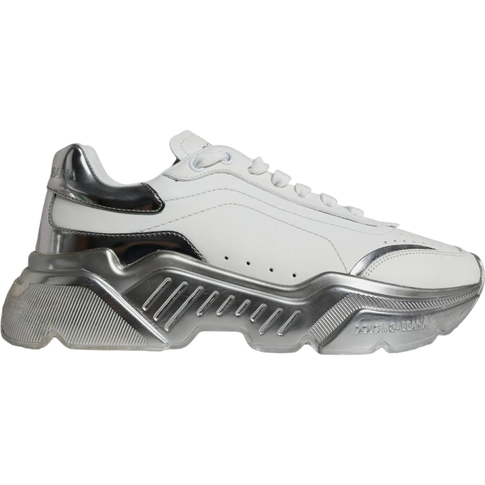 Dolce & Gabbana Silver White Daymaster Low Top Sneakers Shoes LA11824-38