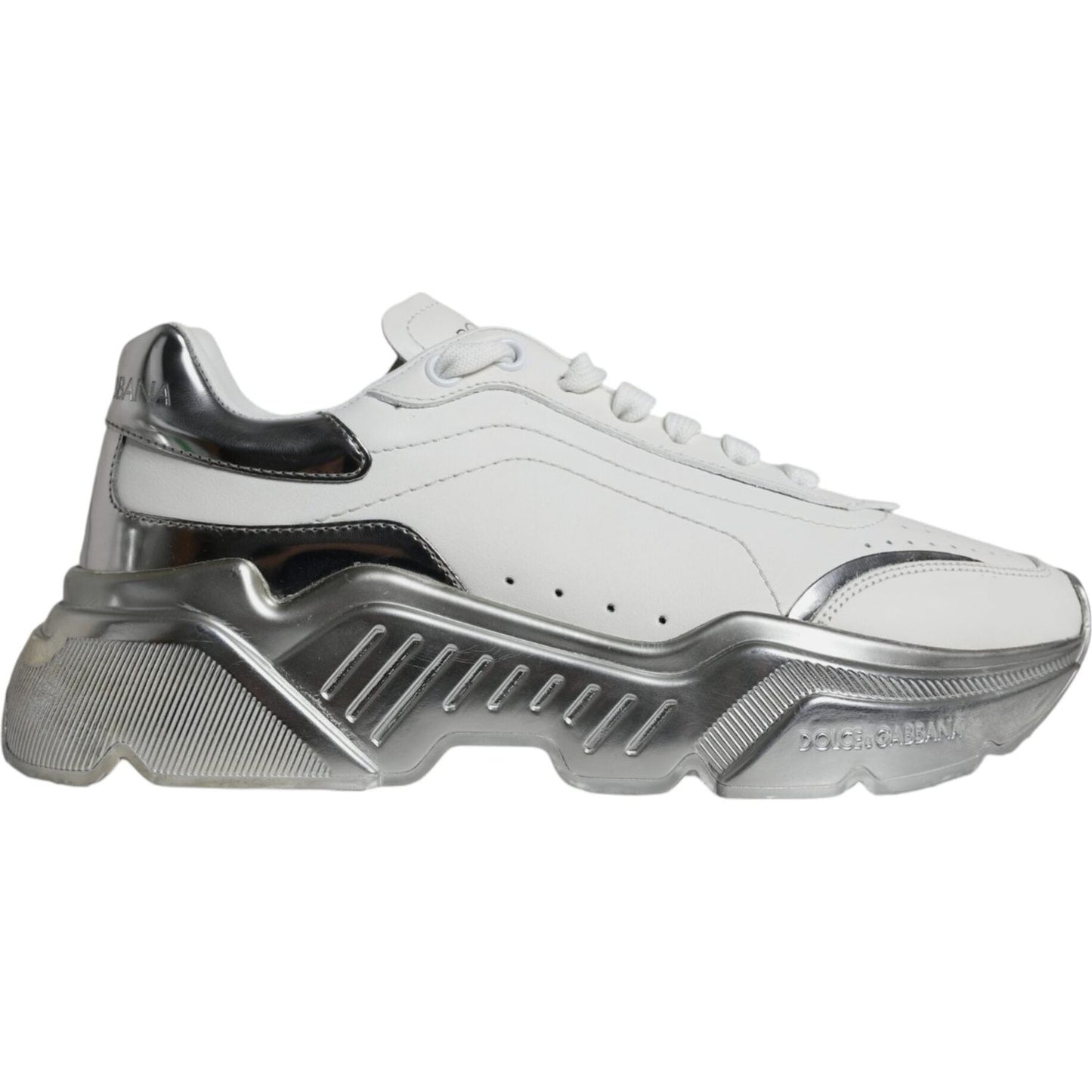 Dolce & Gabbana Silver White Daymaster Low Top Sneakers Shoes LA11824-38