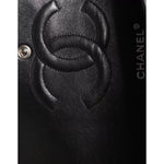 Chanel Black Caviar Medium Classic Double Flap Shoulder Quilted Silver Bag
