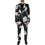 Dolce & Gabbana Black Rose Cotton Men Formal 2 Piece Suit KOS2245-48