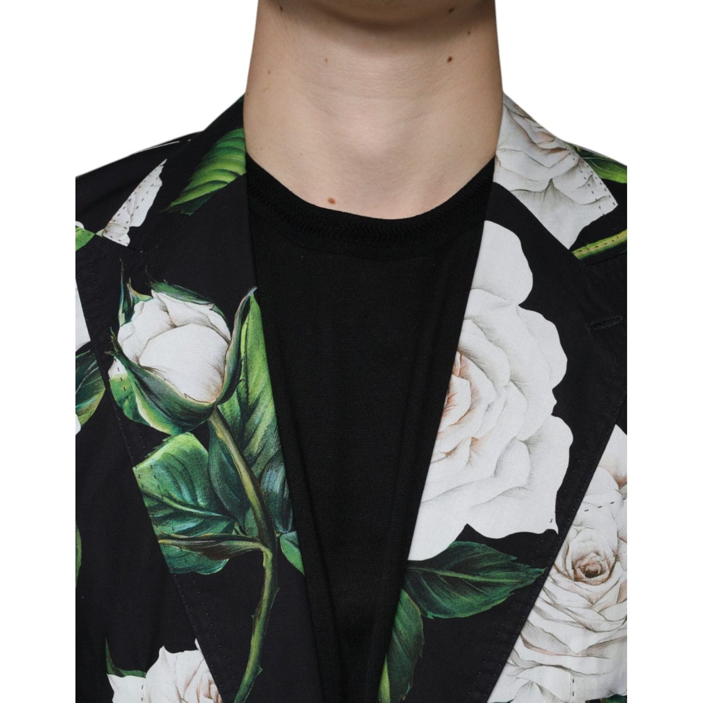 Dolce & Gabbana Black Rose Cotton Men Formal 2 Piece Suit KOS2245-48