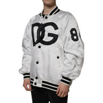 Dolce & Gabbana White Polyester Logo Full Zip Bomber Jacket JKT3867-50