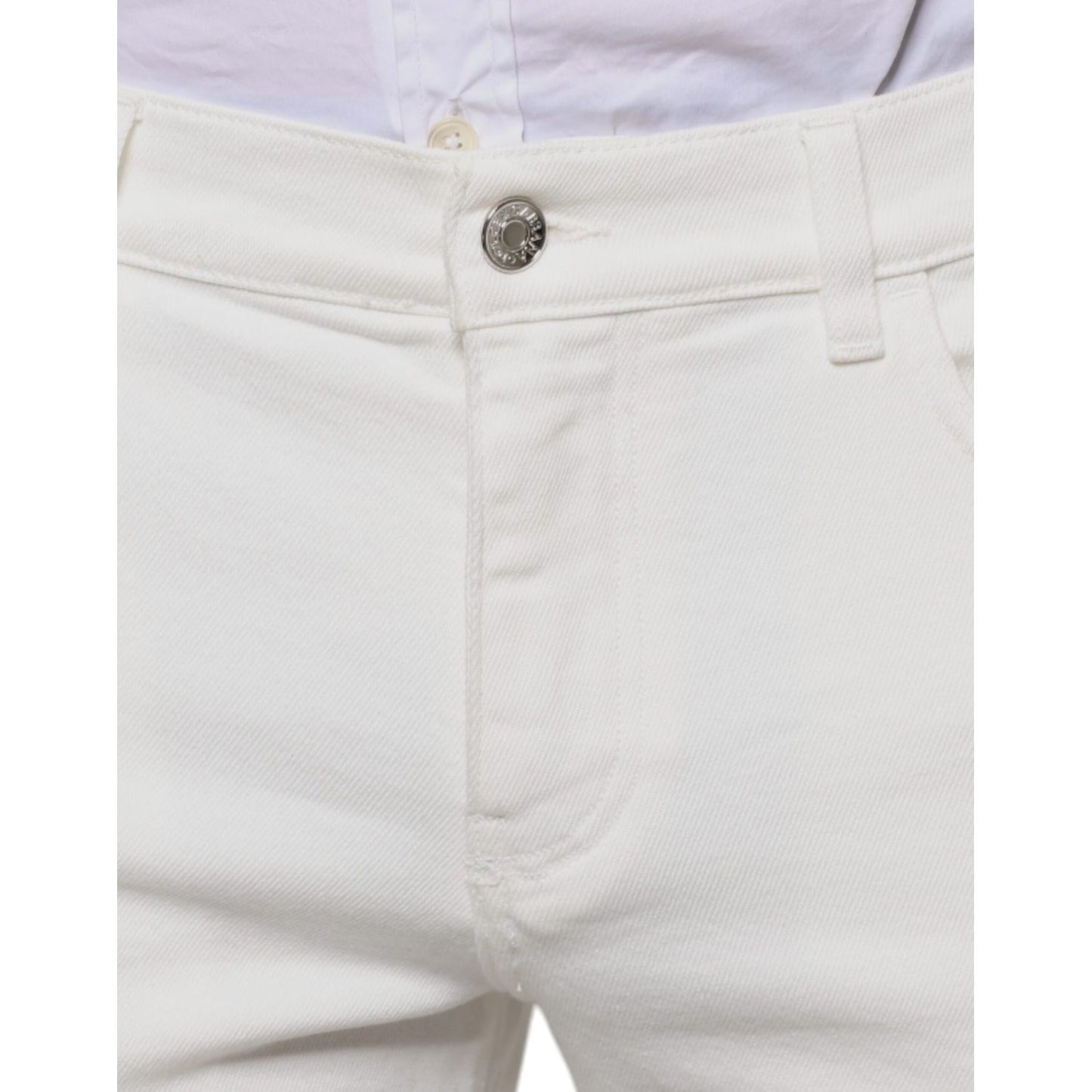 Dolce & Gabbana White Cotton Skinny Slim Men Denim Jeans