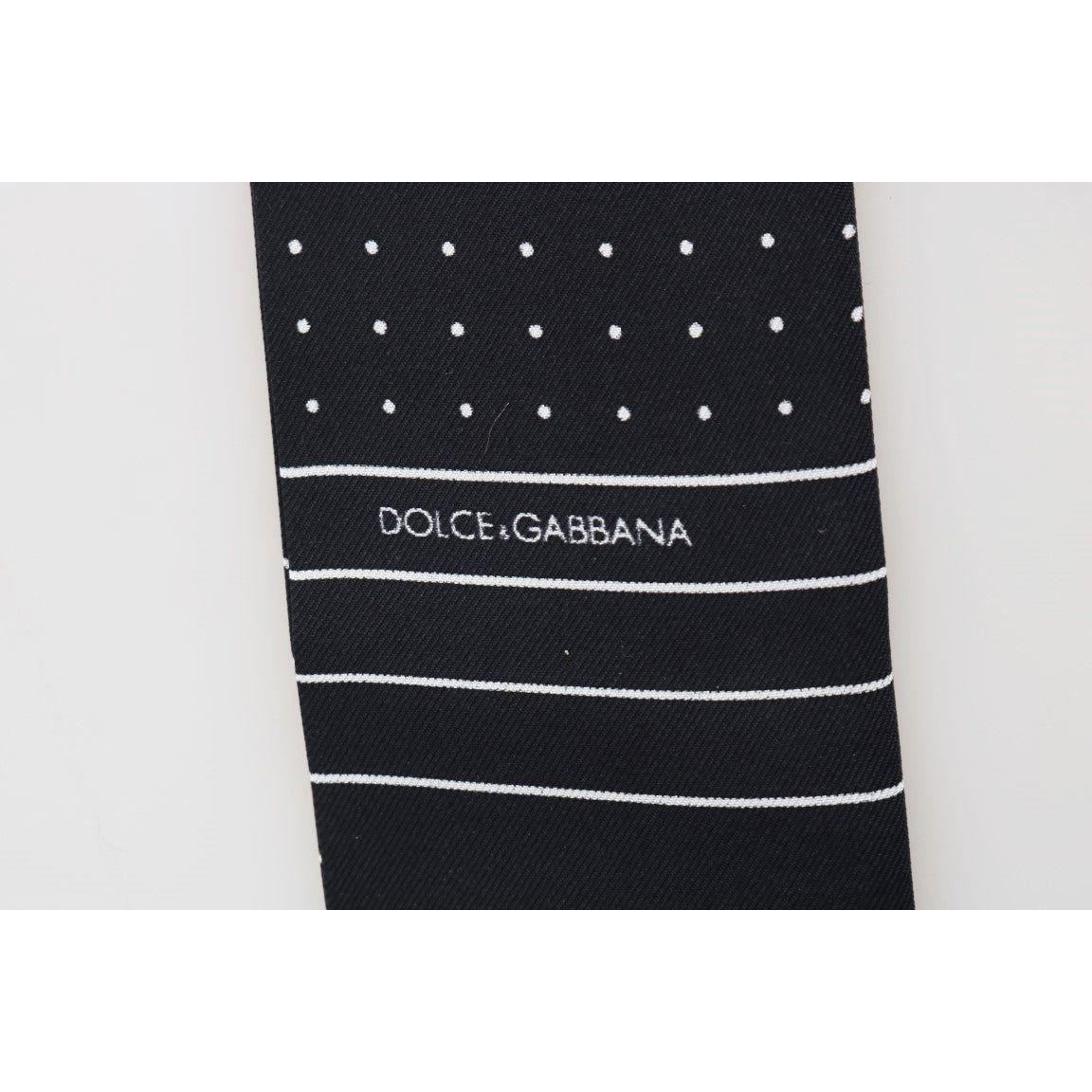 Dolce & Gabbana Dark Blue Polka Dotted Silk Scarf MS1905