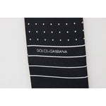 Dolce & Gabbana Dark Blue Polka Dotted Silk Scarf MS1905