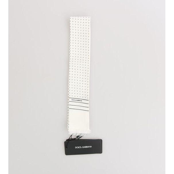 Dolce & Gabbana White Polka Dotted Silk Skinny Scarf MS1907