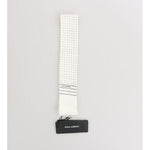 Dolce & Gabbana White Polka Dotted Silk Skinny Scarf MS1907