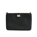 Dolce & Gabbana Black Grain Leather Logo Plaque Clutch Bag BAG4165