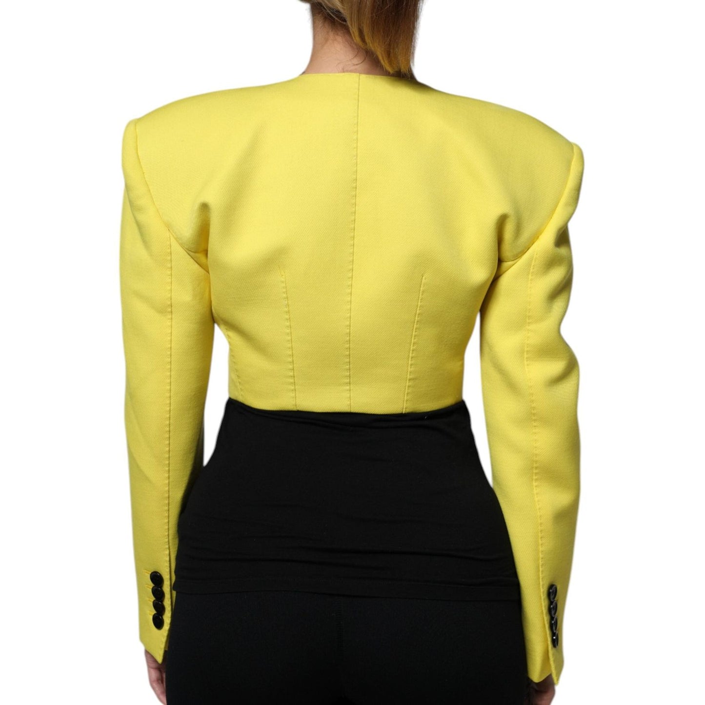 Dolce & Gabbana Lemon Yellow Wool Long Sleeves Cropped Coat Jacket JKT4186-38