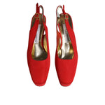 Dolce & Gabbana Red Platform Slingback Heels Sandals Shoes