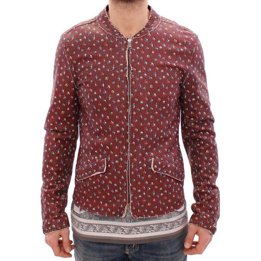 Dolce & Gabbana Bordeaux Leather Boxer Print Jacket Coat GSD12728-1