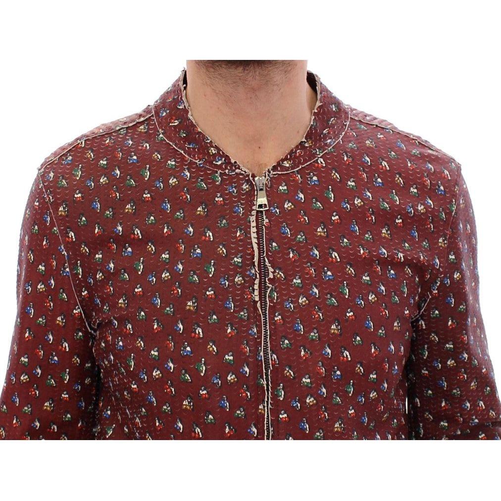 Dolce & Gabbana Bordeaux Leather Boxer Print Jacket Coat GSD12728-1