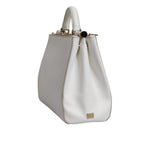 Dolce & Gabbana White Leather Logo Top Handle Tote Crossbody Bag BAG1635