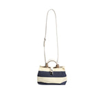 Dolce & Gabbana White Navy Striped Canvas Top Handle Tote Bag BAG4047